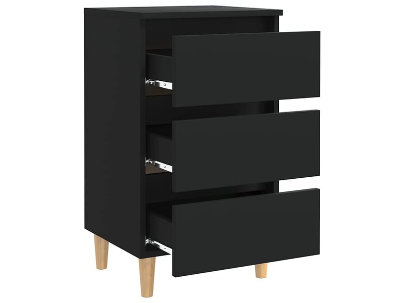  Table de chevet - cabinet de chevet - table de nuit avec pieds en bois noir 40x35x69 cm  - Conforama B