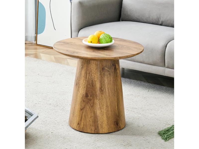  Table basse ronde,50x48 cm, charge 120 kg, mdf, coloris bois naturel  - Conforama B