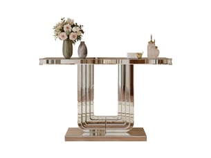 Console miroir 120 cm argentée, base en u stable, style moderne luxueux, facile à nettoyer