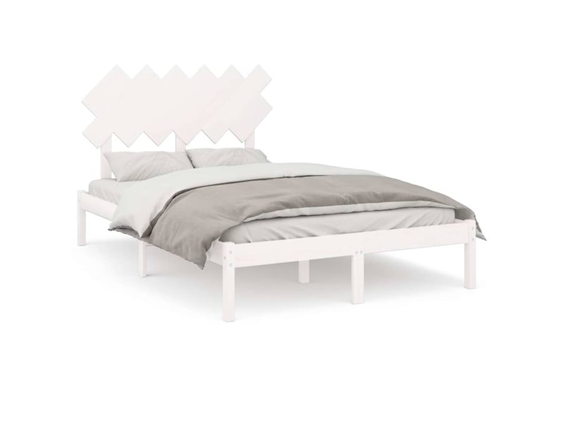  Lit double- lit adulte -  cadre de lit sans matelas blanc 135x190 cm bois massif  - Conforama A