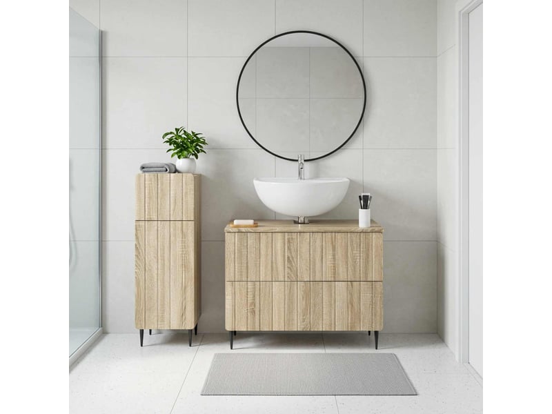 Ensemble de 2 meubles de salle de bain zwolle chêne sonoma cf63236 - Conforama B
