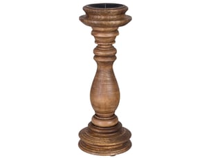 Chandelier en bois, finition artisanale marron, 12 x 12 x 30 h cm