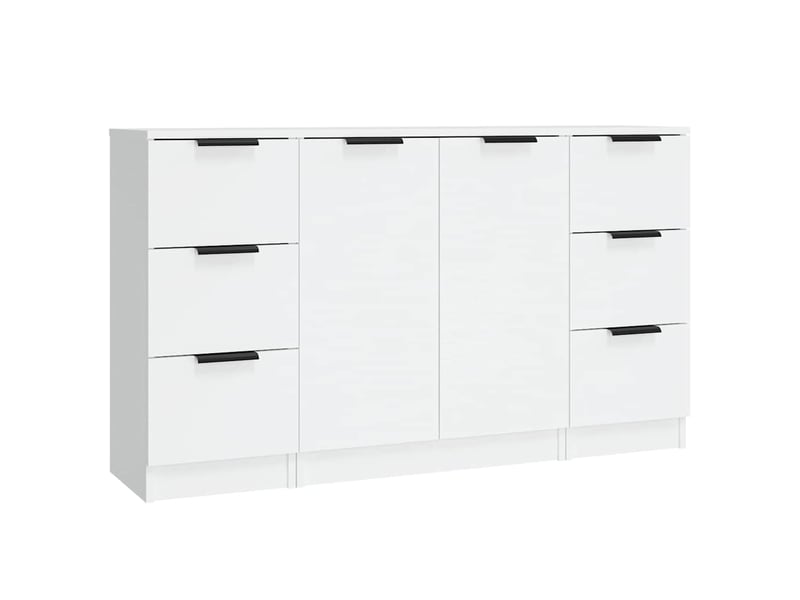  Buffets 3 pcs - bahut - meuble de rangement blanc bois d'ingénierie  - Conforama A