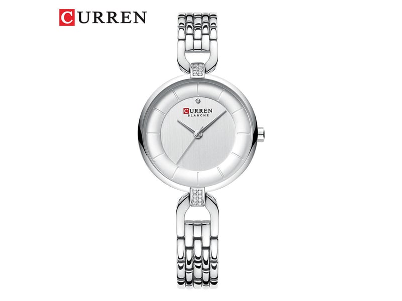 Montre minimaliste pour femme, étanche, avec un petit cadran (blanc), élégante et moderne.
