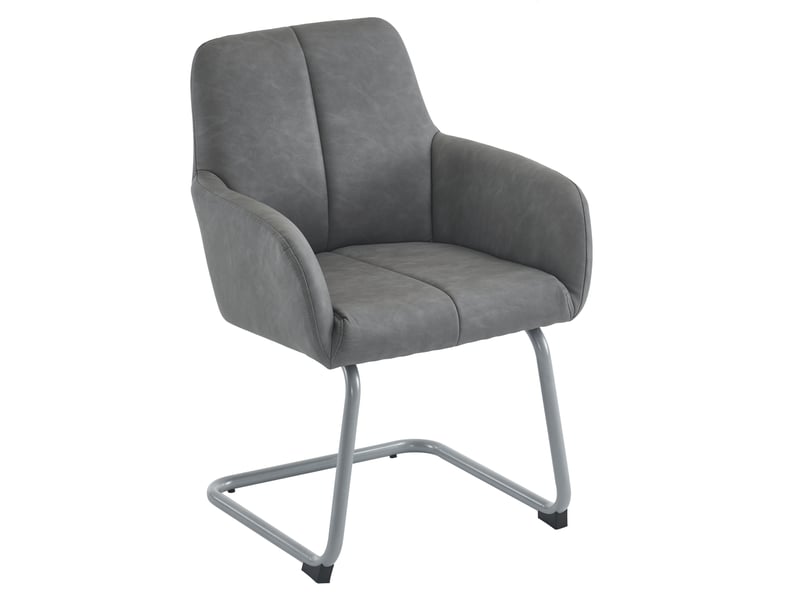  Chaises de salle à manger lot de 4 avec accoudoirs ergonomiques  - pieds acier courbés, microfibre - gris  - Conforama A