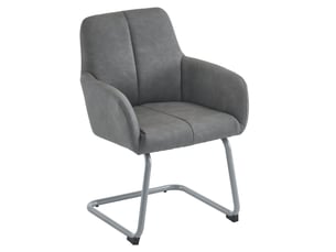 Chaises de salle à manger lot de 4 avec accoudoirs ergonomiques  - pieds acier courbés, microfibre - gris
