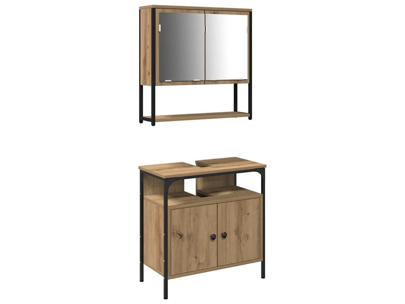  Ensemble de mobilier de salle de bain 2 pièces marron cf64228  - Conforama A