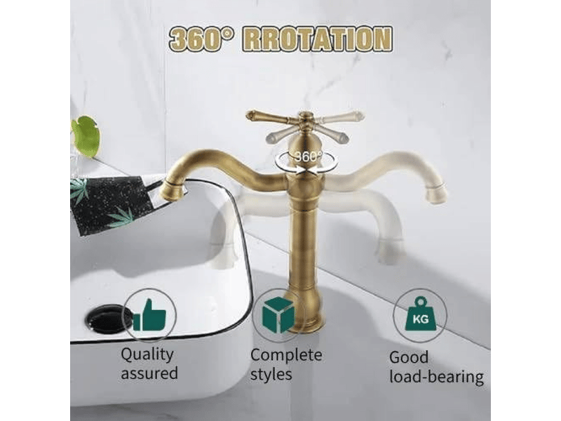  Mitigeur rétro, robinet de salle de bain, pivotant à 360°, hauteur 30cm, doré  - Conforama C