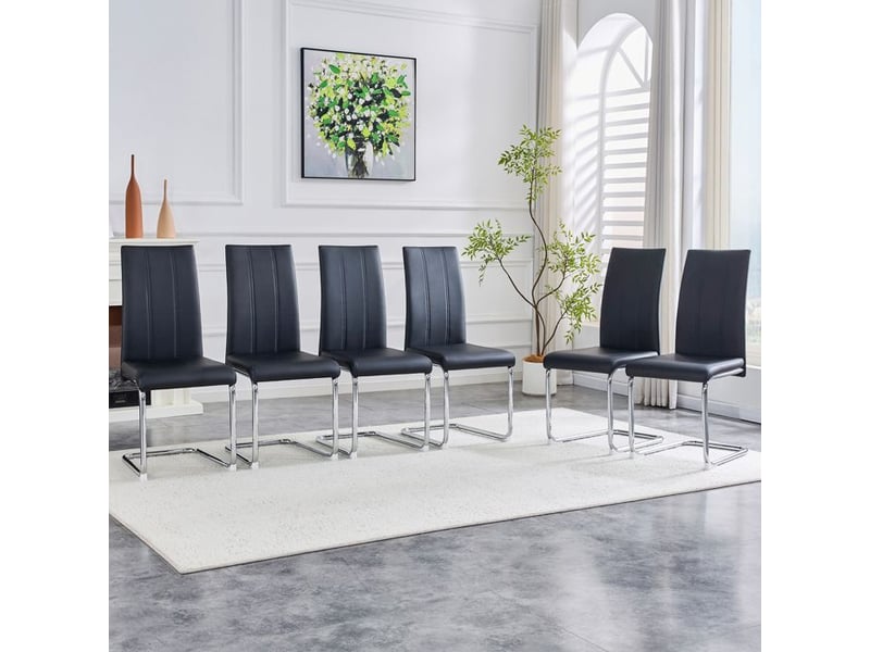  Chaise moderne noire - cuir pu - cadre en métal - confort ergonomique - facile à entretenir - montage rapide noir - Conforama D