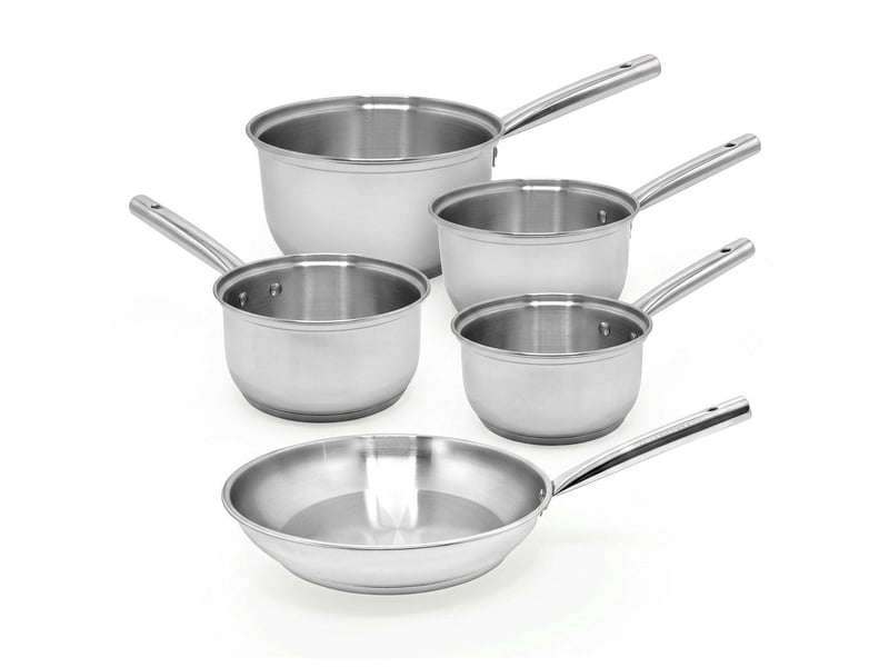  Lot de 4 casseroles 16182022 cm et 1 poêle en inox 24 cm fackelmann rhona 9131450B88 - Conforama A