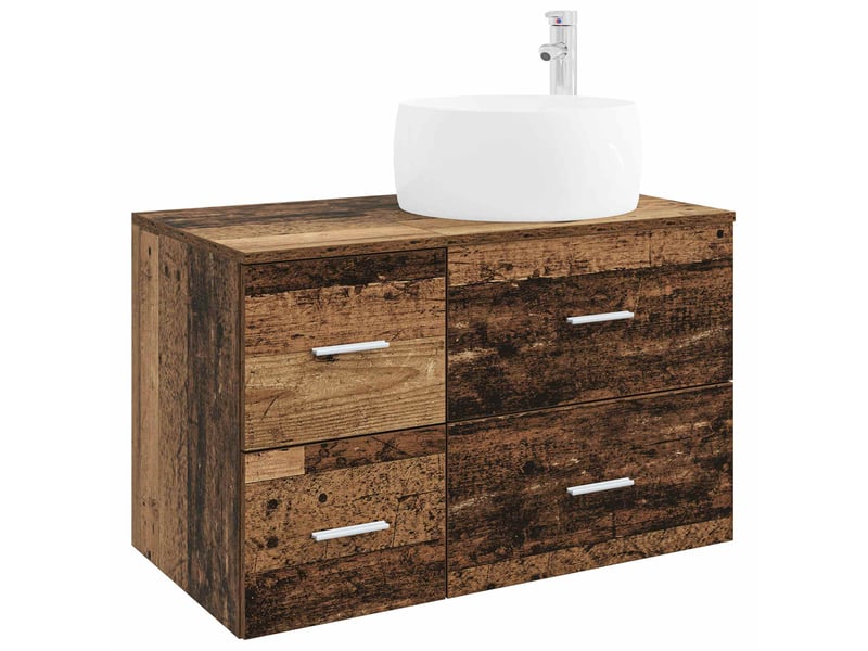  Ensemble de mobilier de salle de bain 2 pc bois ancien cf64029  - Conforama A