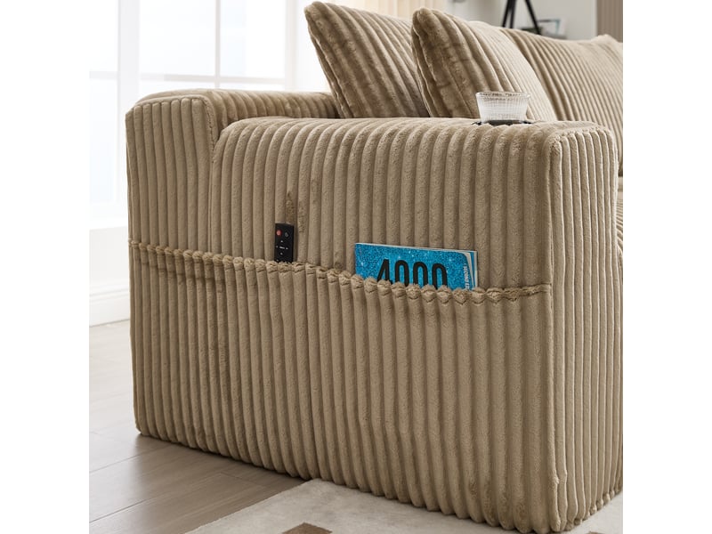  Canapé d’angle réversible 3 places en velours côtelé kaki, 257 cm, sans montage W2845S00160 - Conforama E