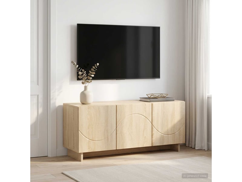  Meuble tv moderne, banc tv 90x34,5x40 cm chêne sonoma bois d'ingénierie shl33293  - Conforama B