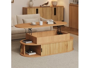 Table basse ovale coloris bois clair MAISENTIEL  - 50 cmx100 cm