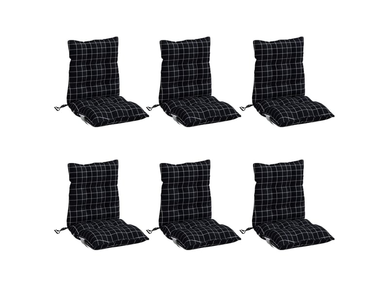  Lot de 6 coussins d'extérieur, coussins de chaise motif à carreaux noirs cf56434  - Conforama C
