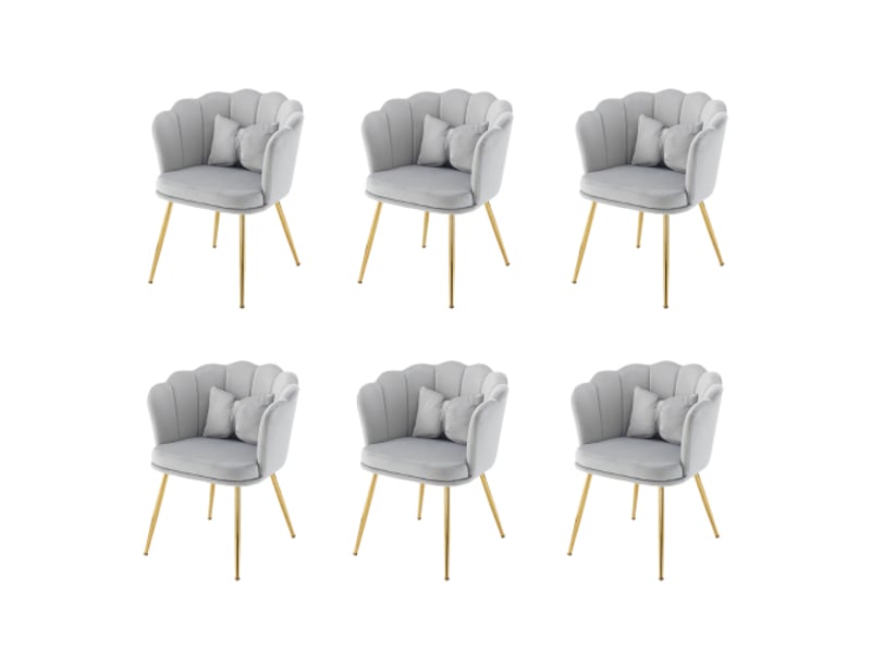 Chaises modernes en velours - lot de 6 chaises - gris - velours - dimensions assemblées: - design pétale 63x58x77cm - Conforama A