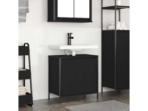 Meuble sous-vasque salle de bain, meuble de rangement noir 60x34.5x60 cm