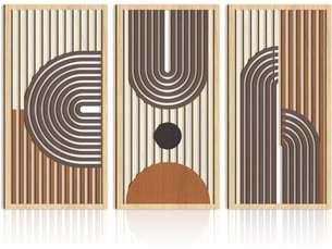 Ensemble de 3 tableaux abstraits bohèmes – décoration murale – décoration murale en bois (20 x 40 cm, environ 0,5 cm d'épaisseur)