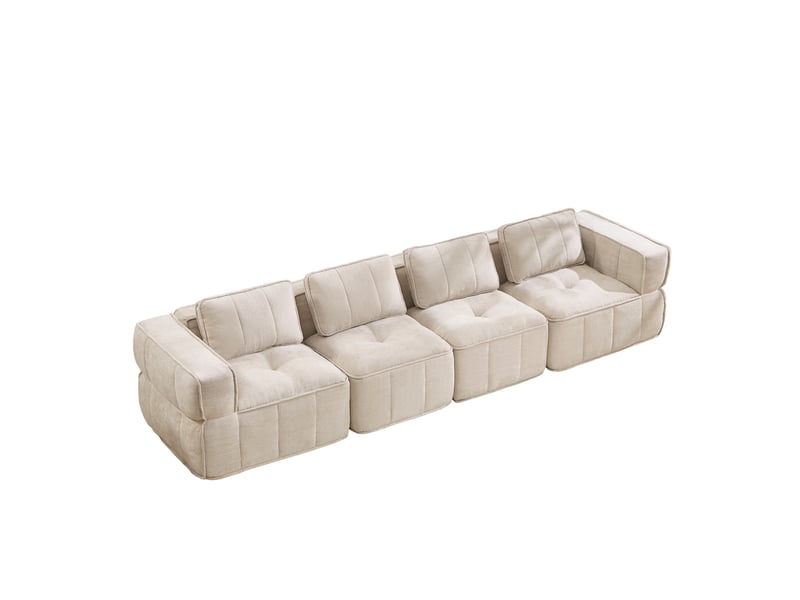  Canapé modulaire 4 places sans structure, assise profonde et base antidérapante en polyester beige  - Conforama A