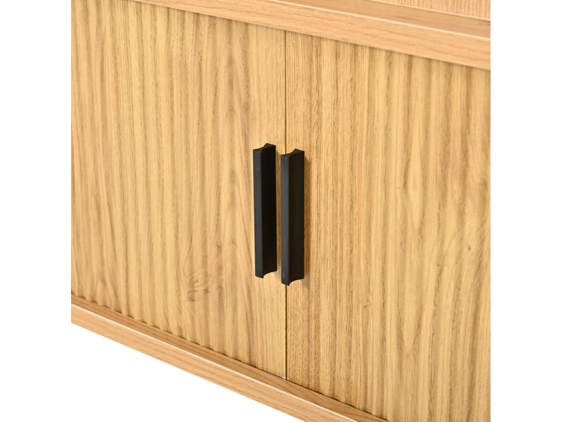  Table basse ovale avec plateau relevable jusqu'à 55 cm, rangement et portes coulissantes, mdf, aspect noyer, 100 x 50 x 40 cm  - Conforama E