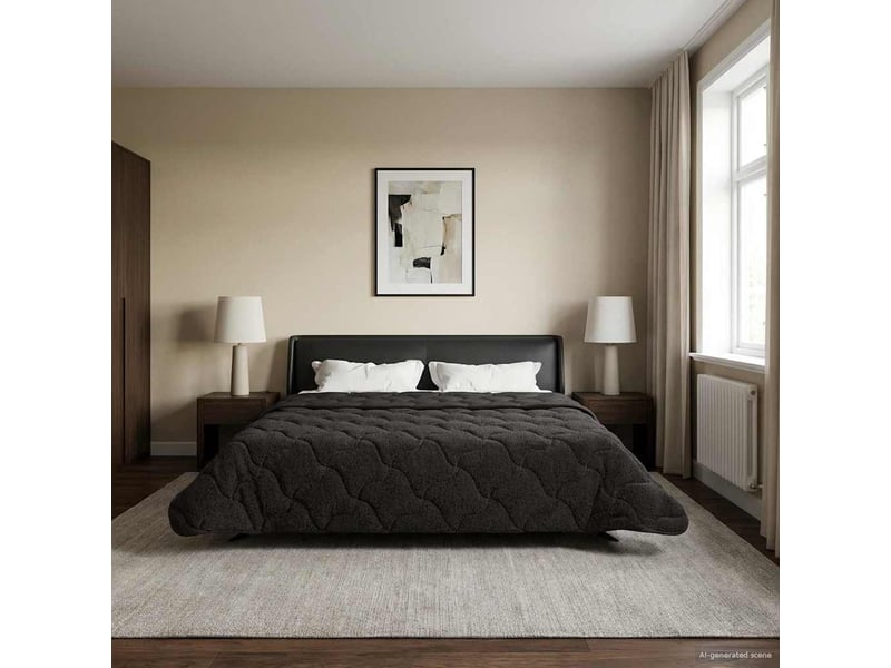 Duvet - couette complet toute l'année matelassé anthracite 200 x 200 cm  - Conforama B