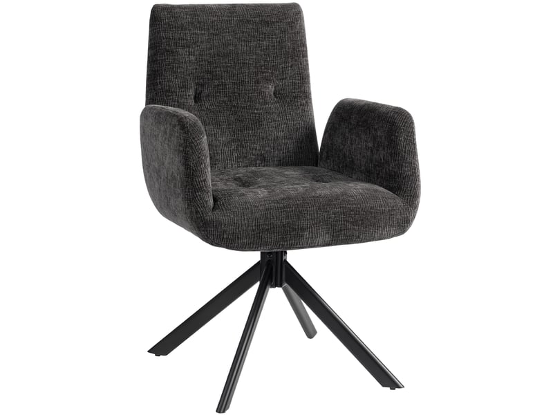  Fauteuil pivotant à 360° capitonné tissu noir 60 x 61 x 88 cm  - Conforama A