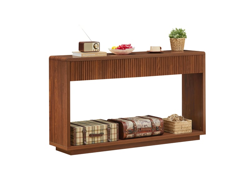  Console d'entrée 150x35x85 cm 2 tiroirs en panneau de particules couleur marron, design simple  - Conforama A