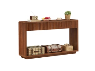 Console d'entrée 150x35x85 cm 2 tiroirs en panneau de particules couleur marron, design simple