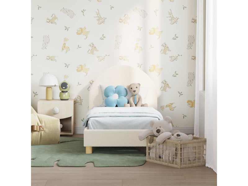  Lit simple- lit adulte -  cadre de lit pour tout-petit avec tête de lit crème 70 x 140 cm  - Conforama B