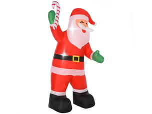 Décoration de noël gonflable, père noël de 2,4 m avec éclairage led et canne de noël, pour une utilisation intérieure et extérieure.