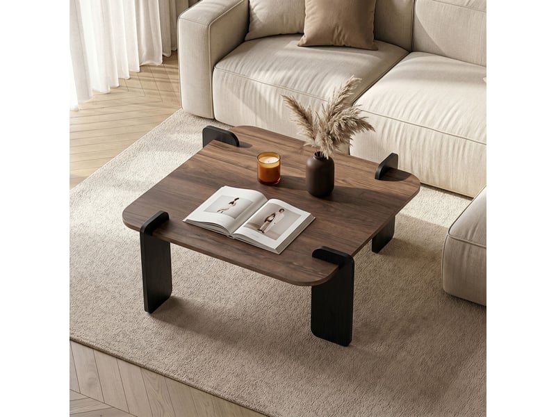  Table basse carrée effet noyer 90x90 cm tasi  - Conforama B