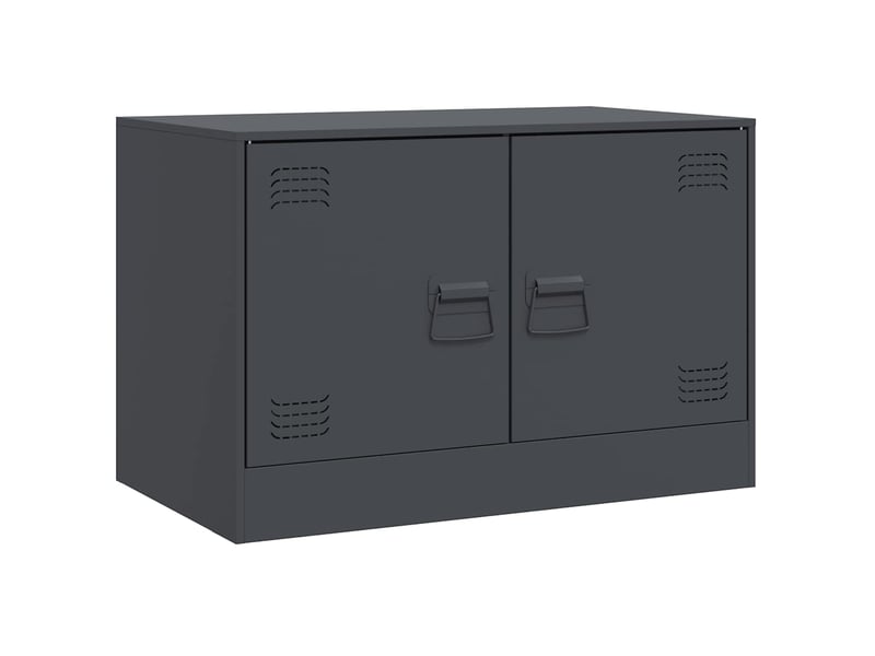  Lot de 2 meuble tv bas salon anthracite 67x39x44 cm acier shl26010  - Conforama E