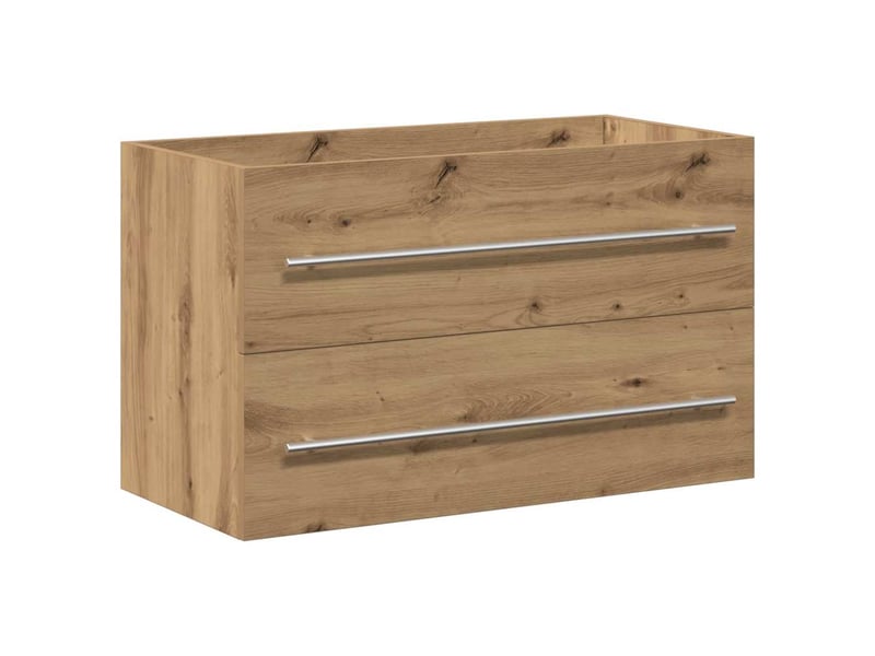  Meuble sous-vasque salle de bain en chêne massif 80x38.5x48cm bois d'ingénierie  - Conforama A