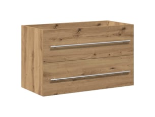 Meuble sous-vasque salle de bain en chêne massif 80x38.5x48cm bois d'ingénierie