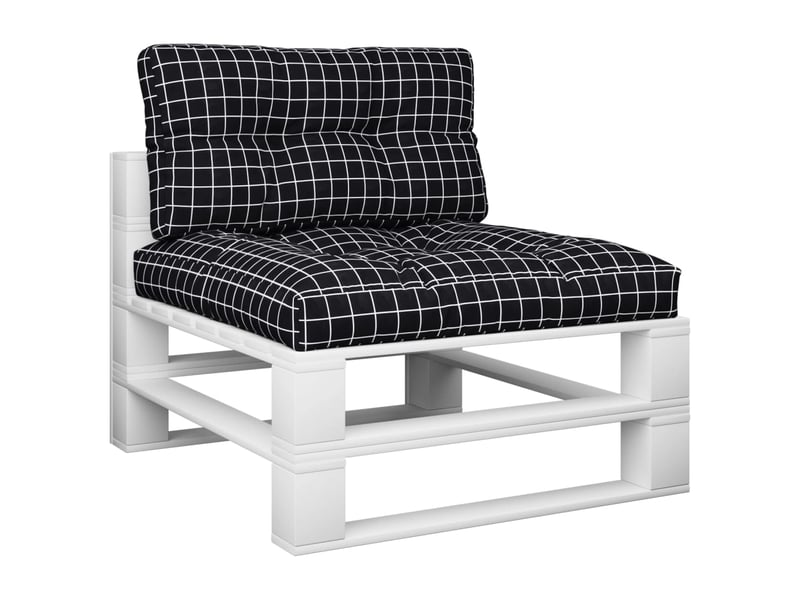  Lot de 2 coussins de palette, coussins de canapé motif à carreaux noir tissu cf59547  - Conforama C