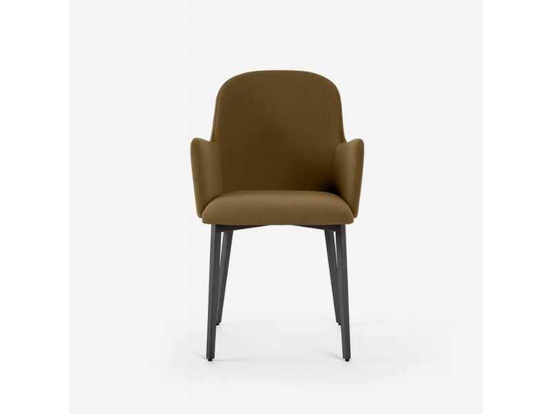  Lot de 4 chaises de salle à manger rembourrées en tissu easy-clean hug - marron  - Conforama D