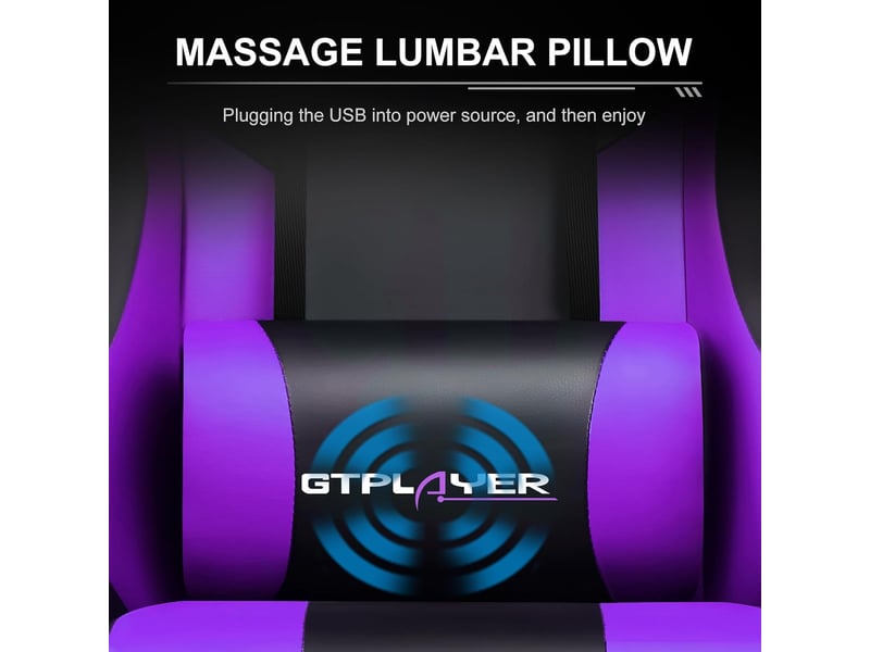  Gtplayer chaise de jeu ergonomique avec repose-pieds, réglable en hauteur - similicuir violet GT800A-PP - Conforama E