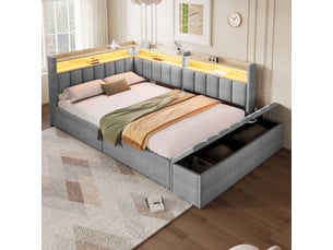 Lit banquette 140x200 cm <strong>MODERNLUXE</strong> <strong></strong> coloris gris