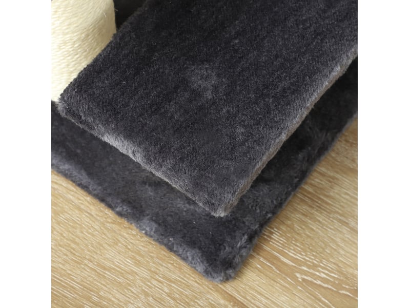  Escalier à 4 marches 60x40,5x59 cm – gris – peluche douce et espace à griffer  - Conforama D