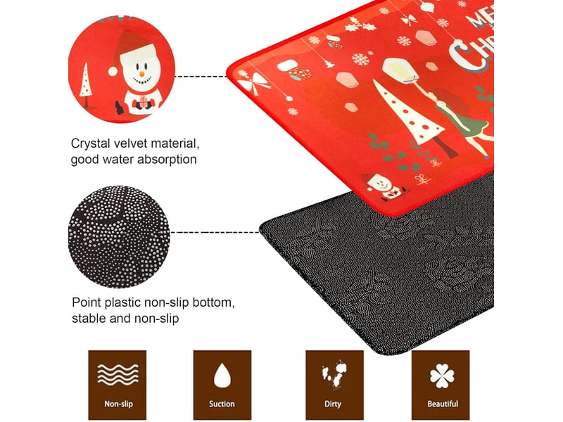  Tapis de bain antidérapant,40 x 60 cm,paillasson de noël,décoration de salle de bain de noël,tapis de décoration de noël,tapis salle bain,tapis imprim  - Conforama C