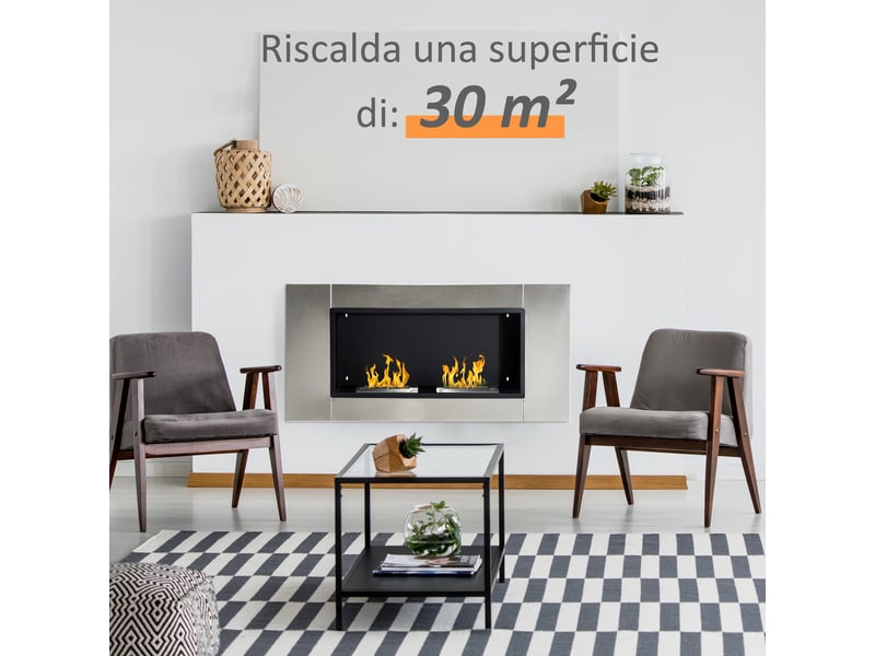  Cheminée murale au bioéthanol avec 2 brûleurs, capacité de 3 l, 13 600 btu, 110 x 54 x 14,5 cm  - Conforama E