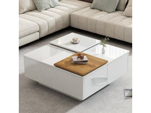 Table basse carré(e) coloris blanc OKWISH  - 75 cmx75 cm