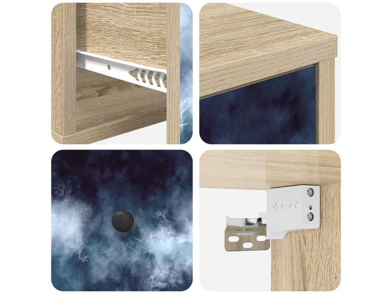  Table de chevet - cabinet de chevet - table de nuit mural raalte chêne sonoma 36 x 33 x 25 cm  - Conforama E