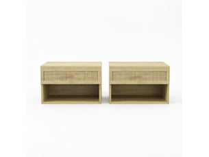 Lot de 2 tables de chevet murales 40 x 34 x 23 cm – naturel – tiroir, niche et design suspendu