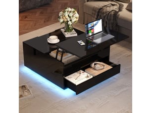 Table basse rectangulaire coloris noir SOGEU - 70 cmx70 cm