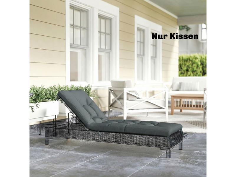  Coussin de palette amovible avec sangles de fixation, compatible avec la plupart des chaises longues, 198 x 65 x 13 cm, gris foncé  - Conforama D