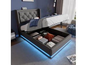 Lit coffre 90x200 cm VIVRYN coloris gris