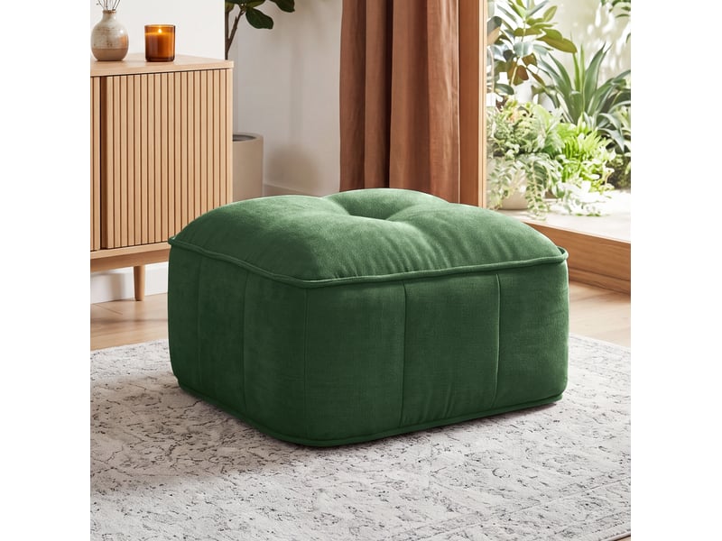 Pouf repose-pieds 76x69x46 cm en polyester vert - Conforama E