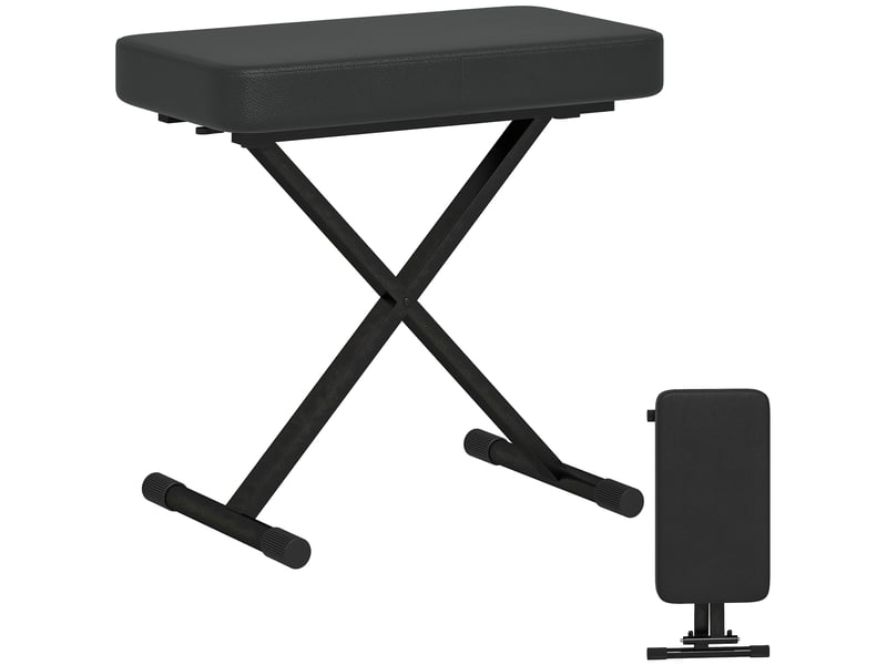 Tabouret pliant réglable en hauteur sur 4 niveaux en simili cuir avec mousse et métal dimensions 60x32x53-63 cm noir - Conforama A