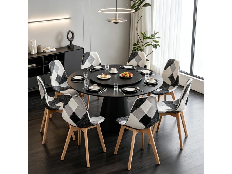  Lot de 8 chaises de salle à manger patchwork tissu homvra  - Conforama C